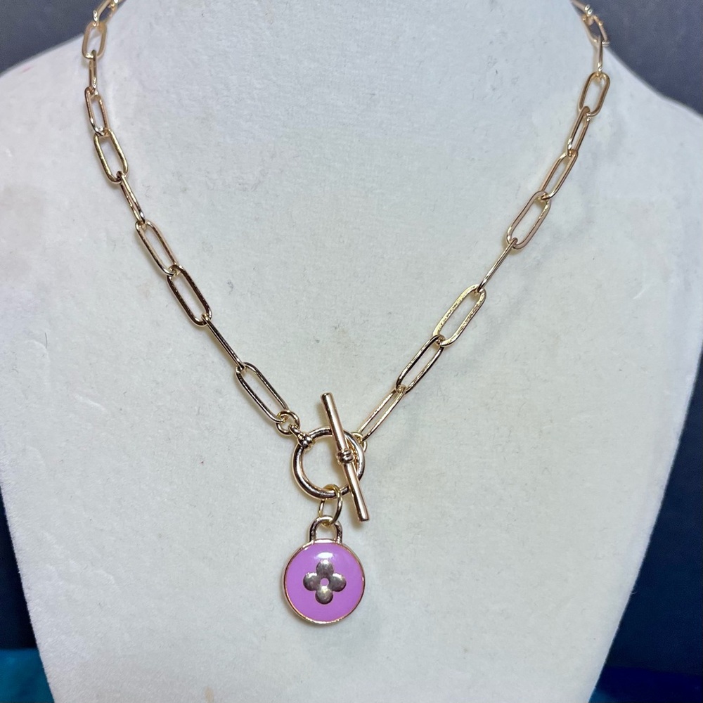 Authentic Unique Louis Vuitton  lcharm pendant gold chain necklace